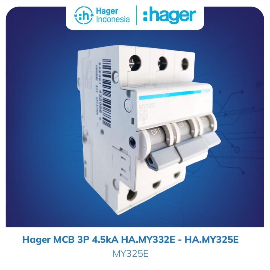 Hager MCB 25a 25 ampere 3 Phase 4.5kA - MY325E