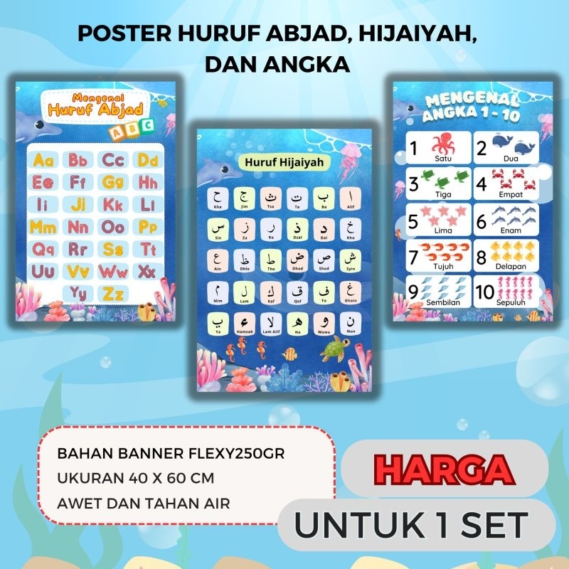 Poster Huruf Abjad Hijaiyah Angka