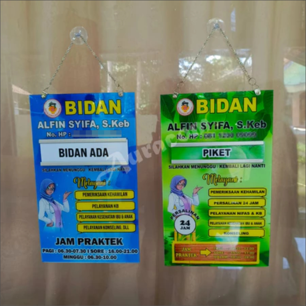 Papan Bidan Akrilik, Papan Nama Bidan Akrilik, Custom Papan Akrilik Free Desain