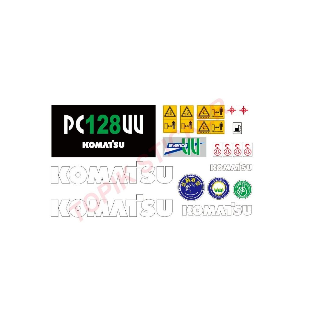 Stiker Mini Excavator KOMATSU PC 128 Uu, Stiker Alat Berat