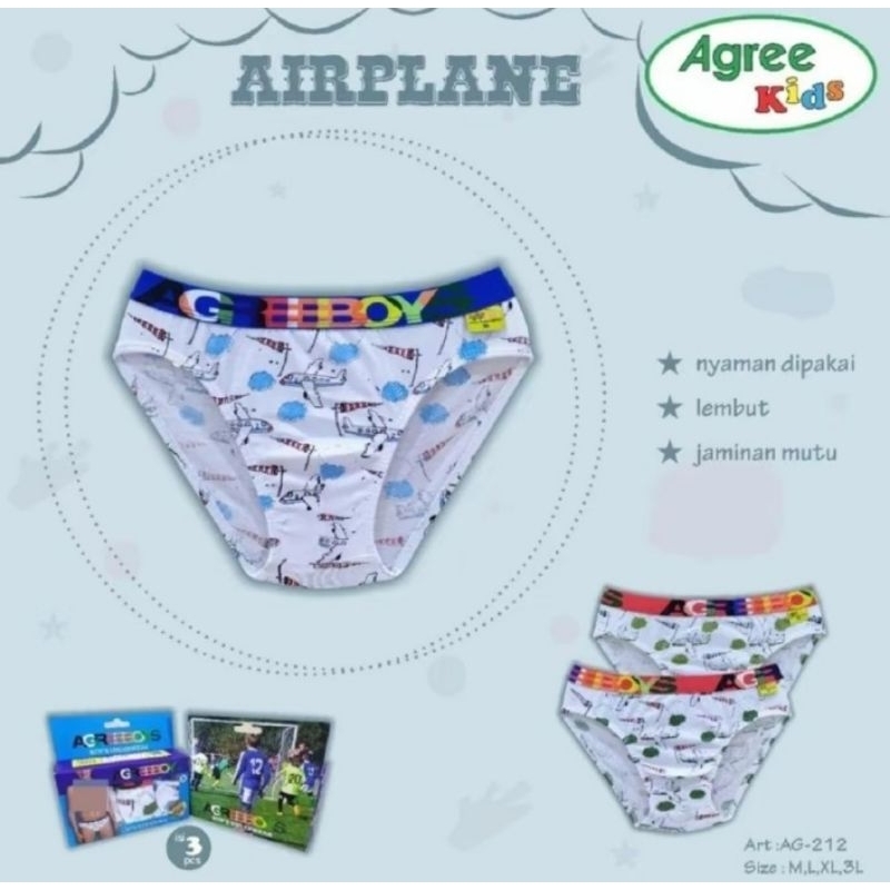 1 kotak isi 3 Pcs Cd Agree kids Mode karet Boxer AG 212