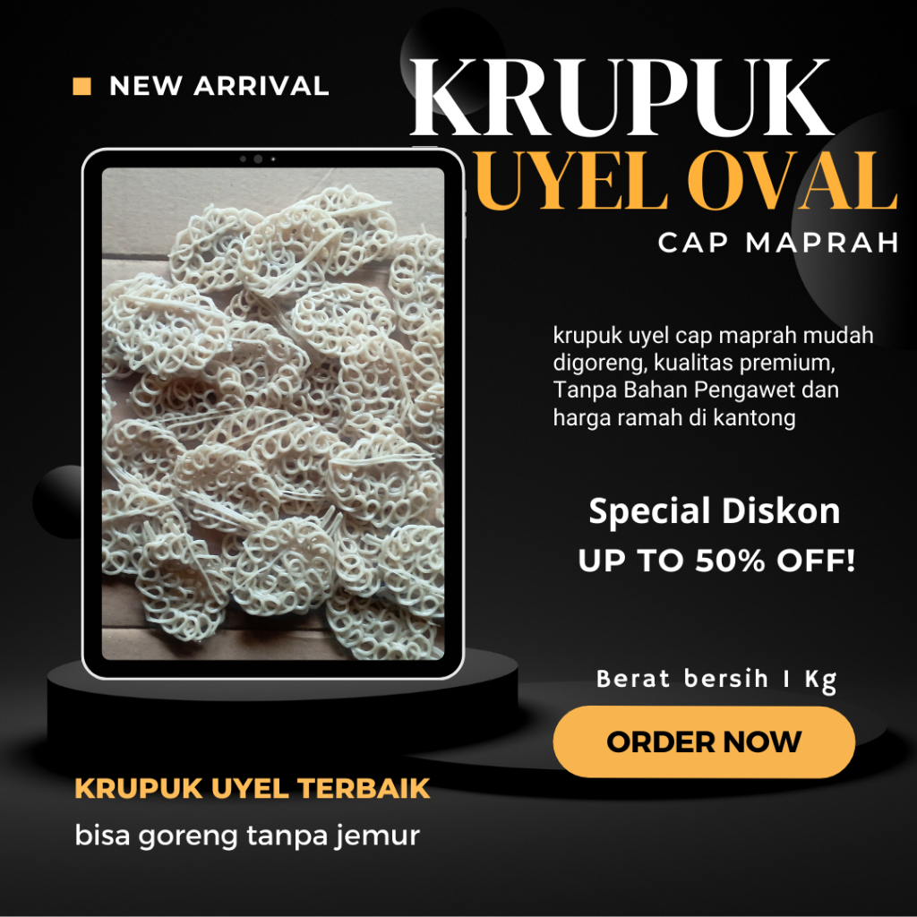 

[COD] Krupuk Uyel Kerupuk Mentah 1 Kg Krupuk Mawar Putih Oval Mudah Digoreng