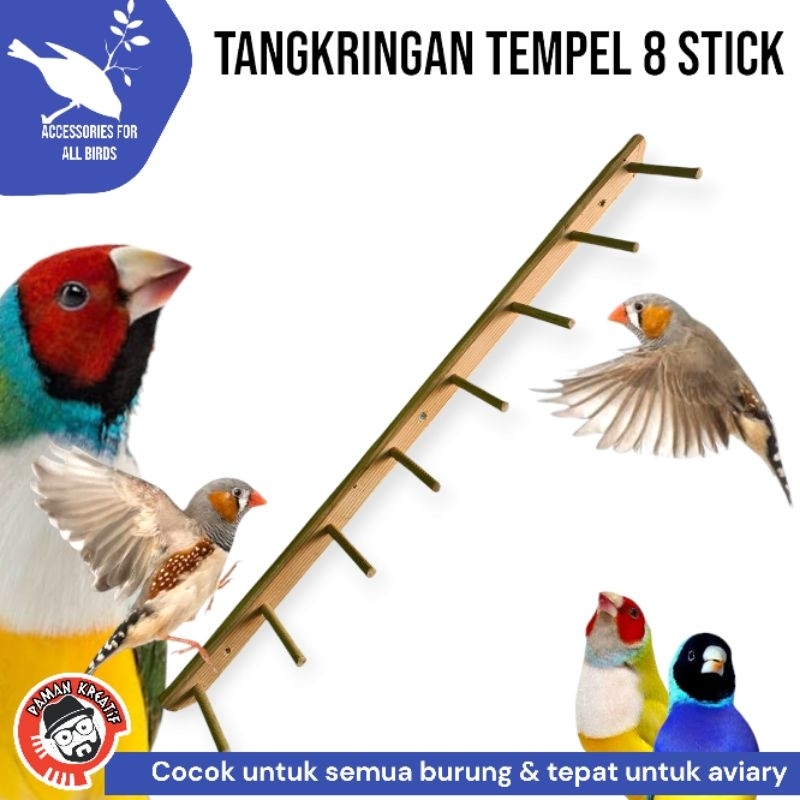 tangkringan tempel tembok dan ram cocok sebagai pelengkap aviary untuk  semua burung finch kenari lo