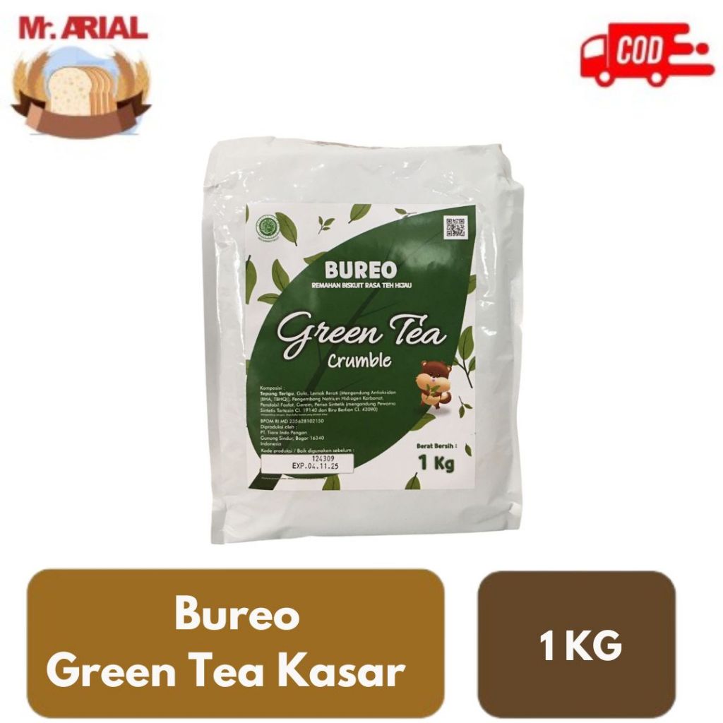 

BUREO Green Tea Crumbs Biscuit 1kg / bubuk biskuit crumb cookies HALUS DAN KASAR