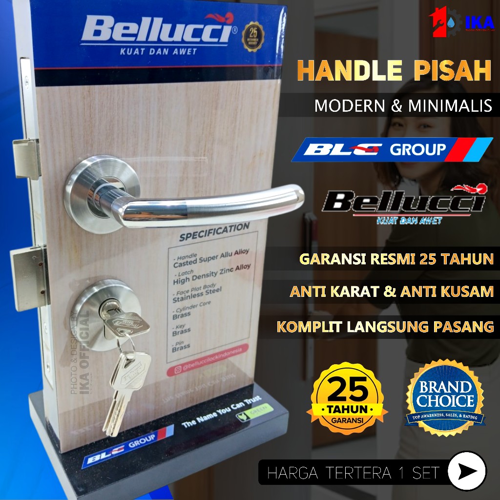 Kunci Pisah Bellucci 783 Fullset / Lever Set Bellucci / Handle Pisah Komplit / PROMO!!! Kunci Pintu 
