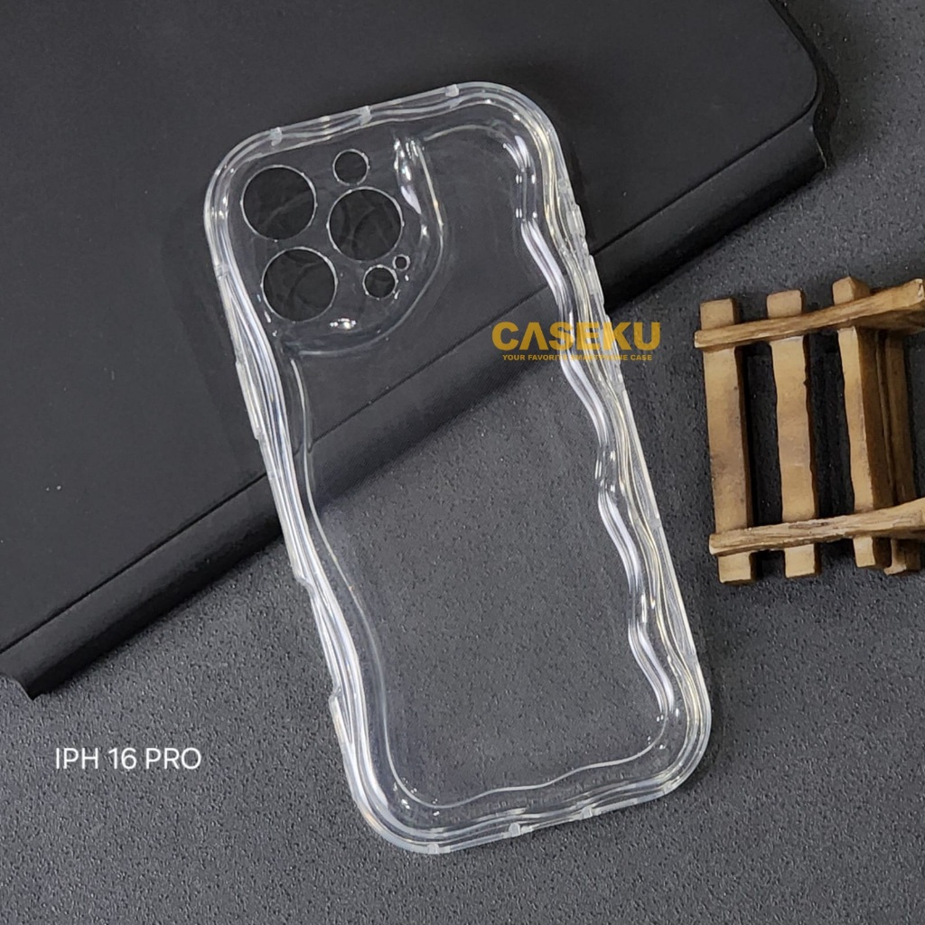 Case Iphone 16 Iphone 16 Plus Iphone 16 Pro Iphone 16 Pro Max Softcase Bening Gelombang Clear Iphone