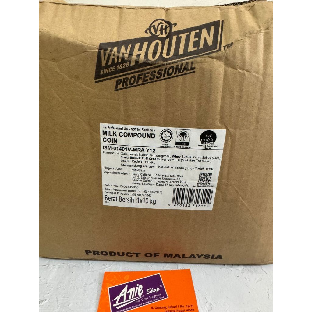 

van houten milk compound coin/coklat coin susu 1kg