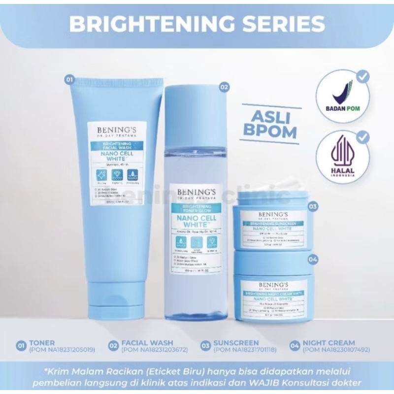 Bening's Promo Paket Dasar Brightening Series Glowing |Bening's Clinic By Dr. Oky Pratama Skincare B