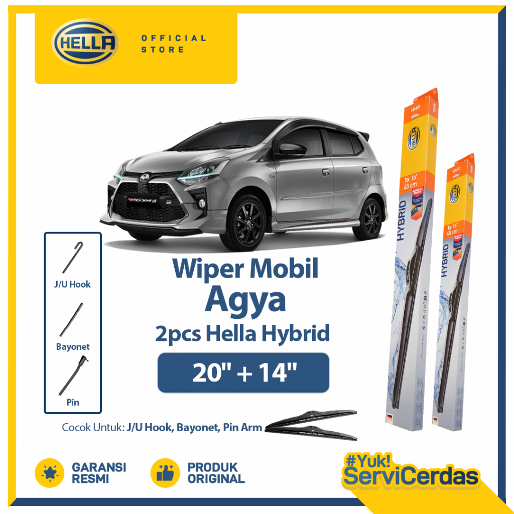 Wiper Mobil TOYOTA Agya 20” + 14” (2pcs) - HELLA Hybrid