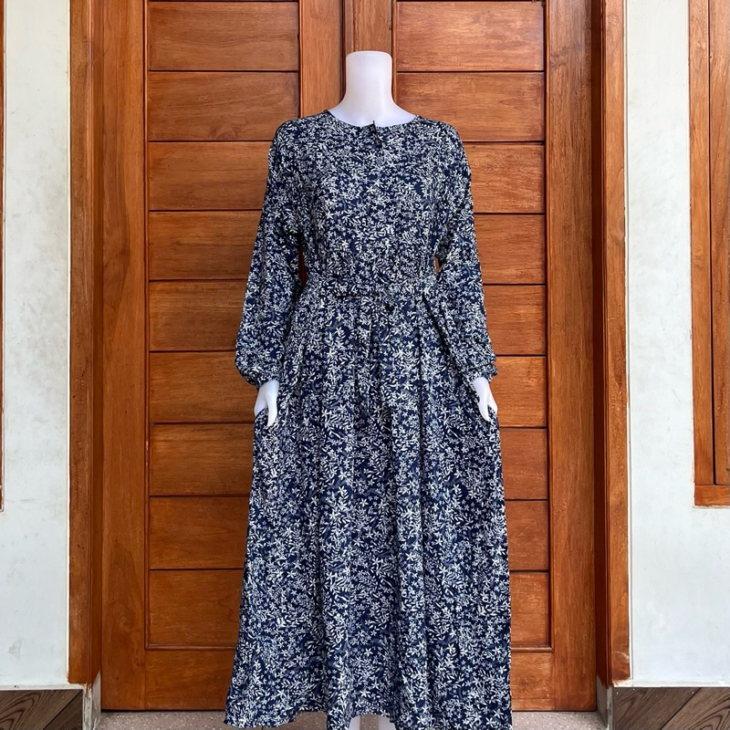 MIDI DRESS RAYON PREMIUM MOTIF BUNGA KECIL PB 125
