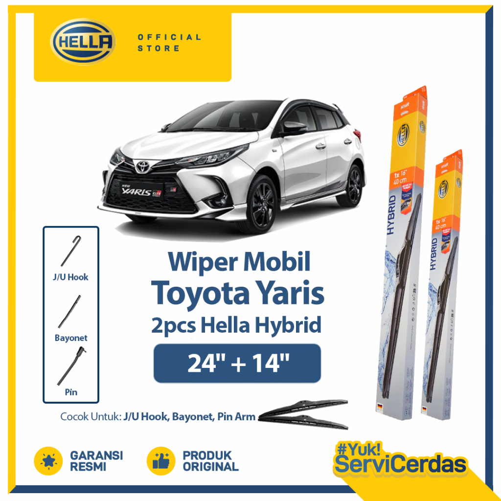 Wiper Mobil TOYOTA Yaris 24” + 14” (2pcs) - HELLA Hybrid