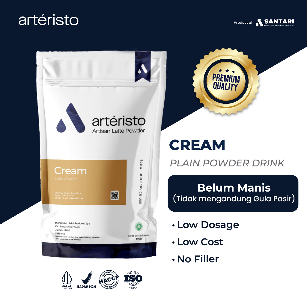 

ARTERISTO CREAM IRISH PREMIUM POWDER DRINK 500GR - TANPA GULA PASIR