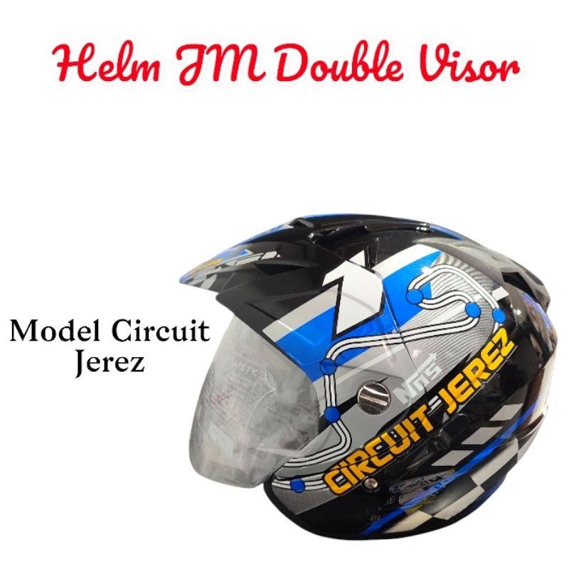 HELM HELMET HELEM JP7 JM DOUBLE VISOR JM SNI ORIGINAL CIRCUIT JEREZ KILAT