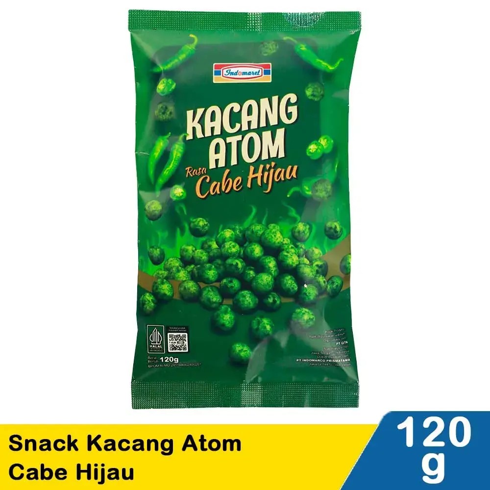 

Indomaret Snack Kacang Atom Cabe Hijau 120G