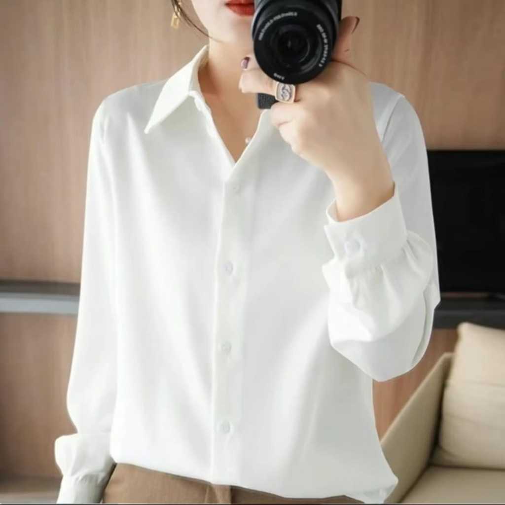Atasan Kemeja Wanita Crinkle/Atasan Putih/Kemeja Wanita