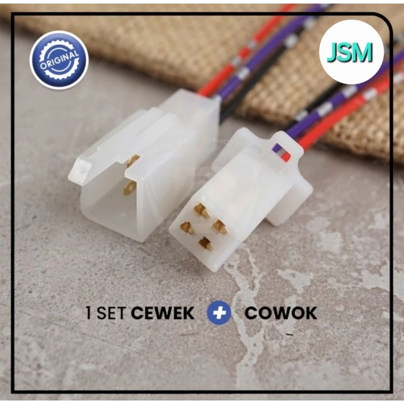 Soket Sambung 4 Pin Kecil / Mini Socket Kabel Konektor Mobil Motor (1 Set)