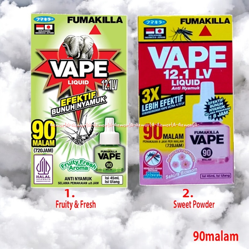 Fumakilla Vape 12.1Lv Liquid 90malam Isi Ulang Obat Nyamuk Listrik Refill Aroma Fruity Fresh Dan Swe