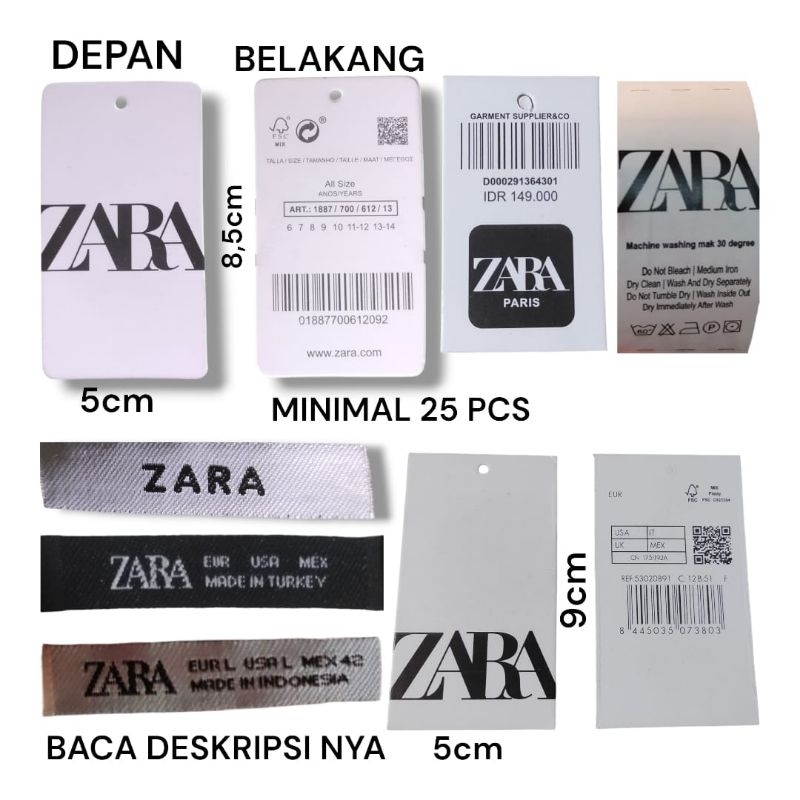 

TAG ZARA / HANGTAG ZARA PREMIUM