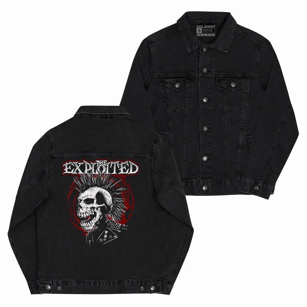 Aolshirt Jacket Denim Punk Exploited Jacket Jeans Hitam Jacket Pria Hitam