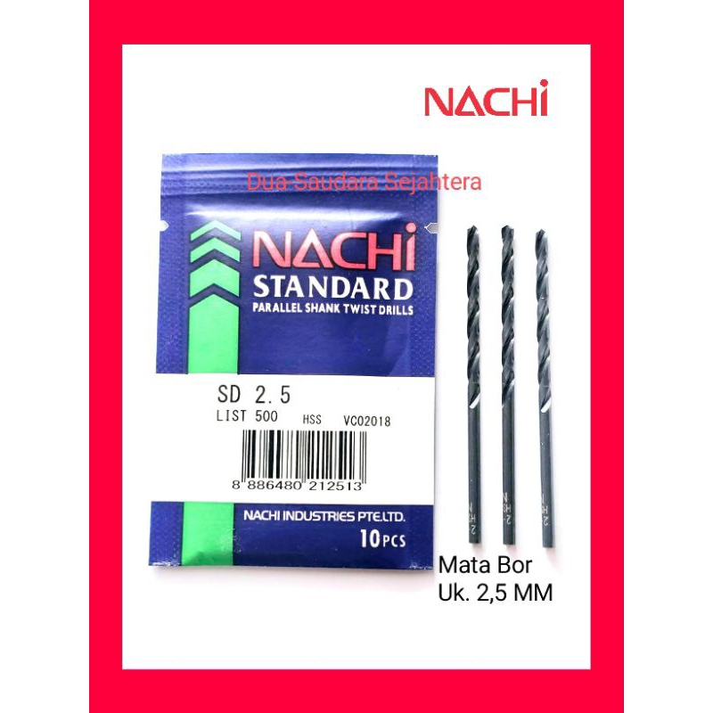 NACHI 2.5 MM MATA BOR BESI (HSS) - Mata Bor Nachi 2.5 MM
