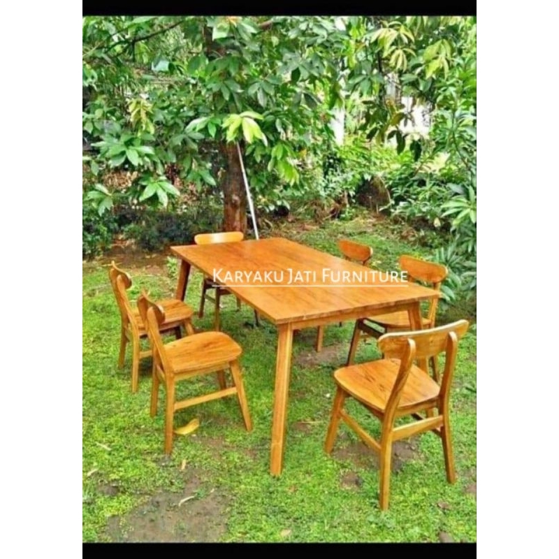 1 set meja makan jati 6 kursi ropan termurah