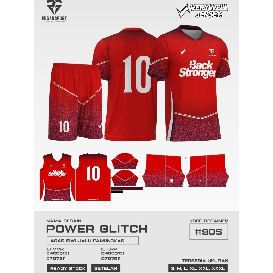 REGARSPORT - 360 Jersey setelan bola lengan pendek warna merah