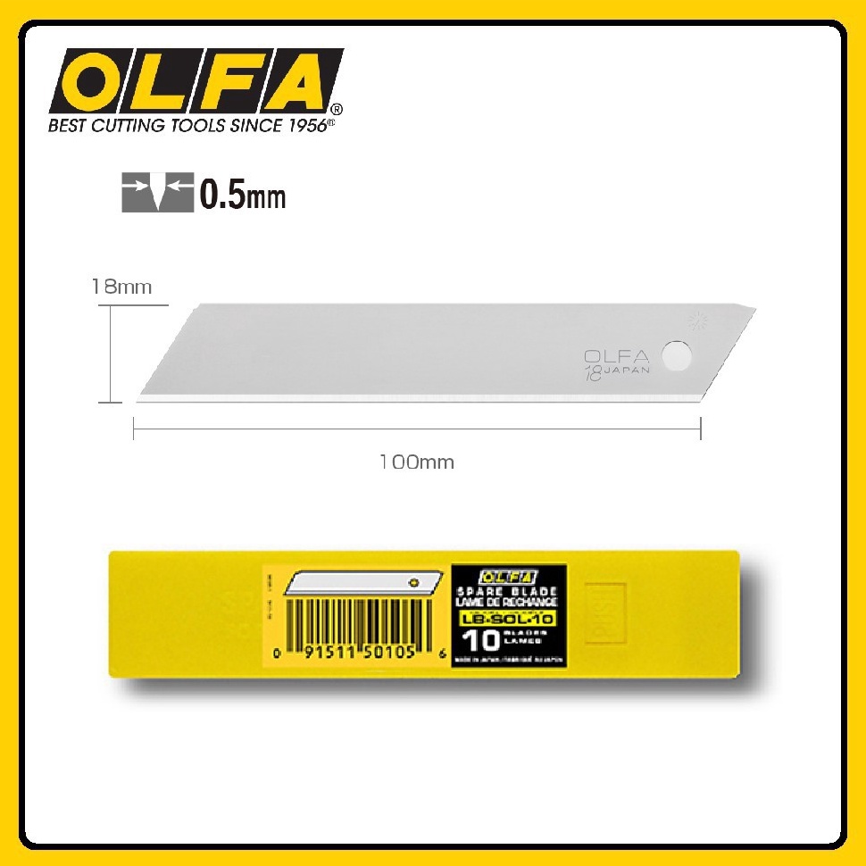 

KODE N17H OLFA LBSOL1 Refill Pisau Cutter Polos Tanpa Patahan 18 mm 1pcspack Solid Blade 18mm