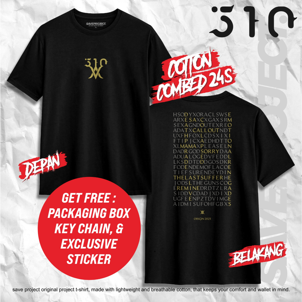 SAVE. Project | T-Shirt 510 "ORIGIN SONG" | Kaos Band 510 | Kaos Metal | 510 Merch | Kaos Distro New