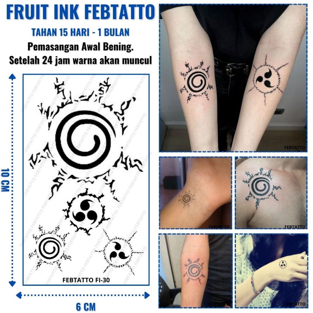 FRUIT INK Tato segel orochimaru naruto Bulan  Tahan 1 Bulan Ukuran 6cm x 10cm - FI 30 - Tato Lengan 