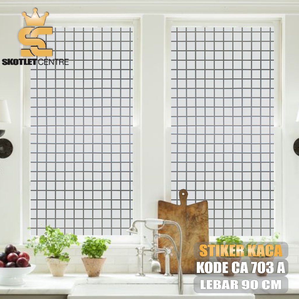 Stiker Kaca Pintu Jendela Sticker Motif Kotak Minimalist