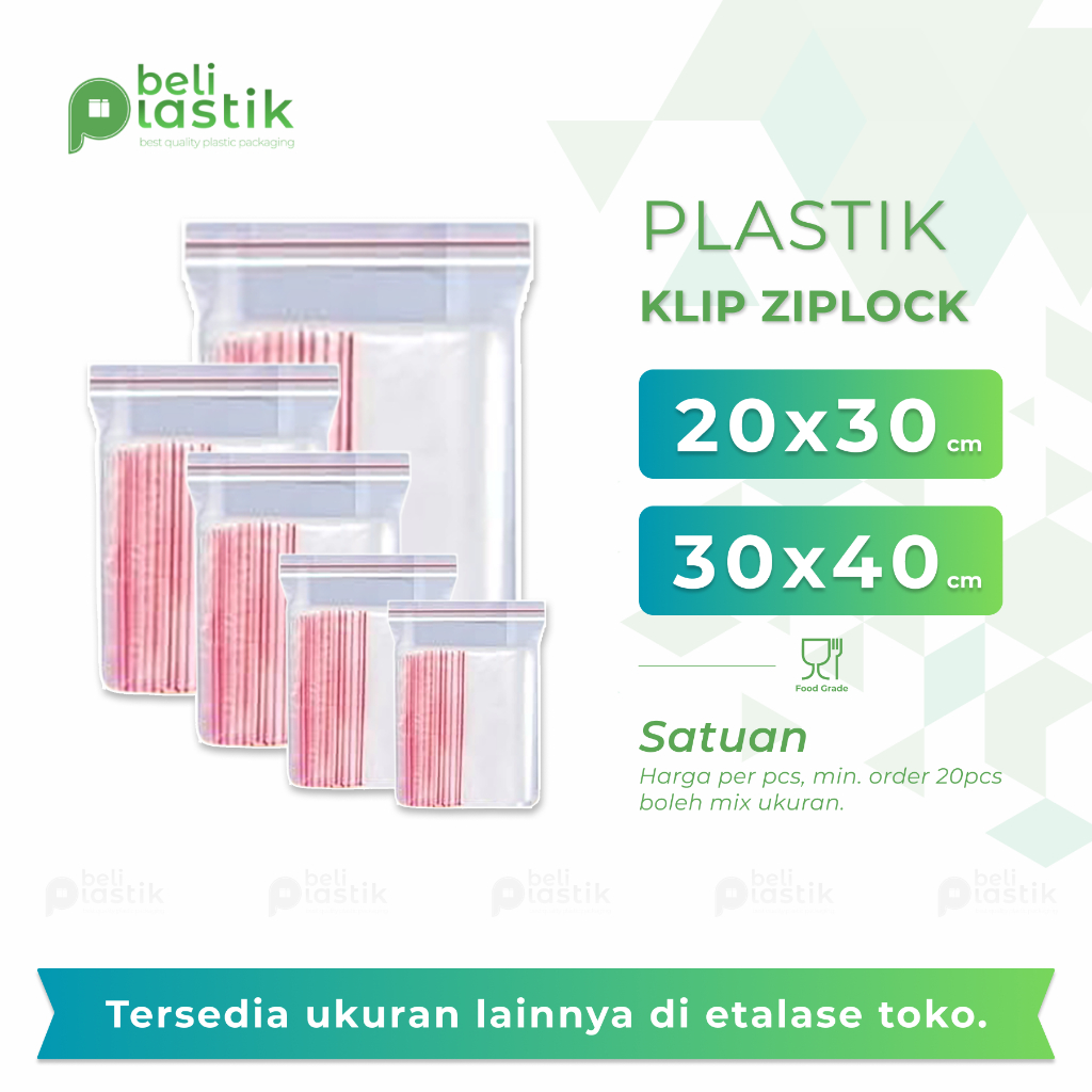Plastik Klip Ziplock 20x30 30x40 Kantong Plastik Baju Jeans Hijab Sepatu Pakaian Tebal Satuan Eceran