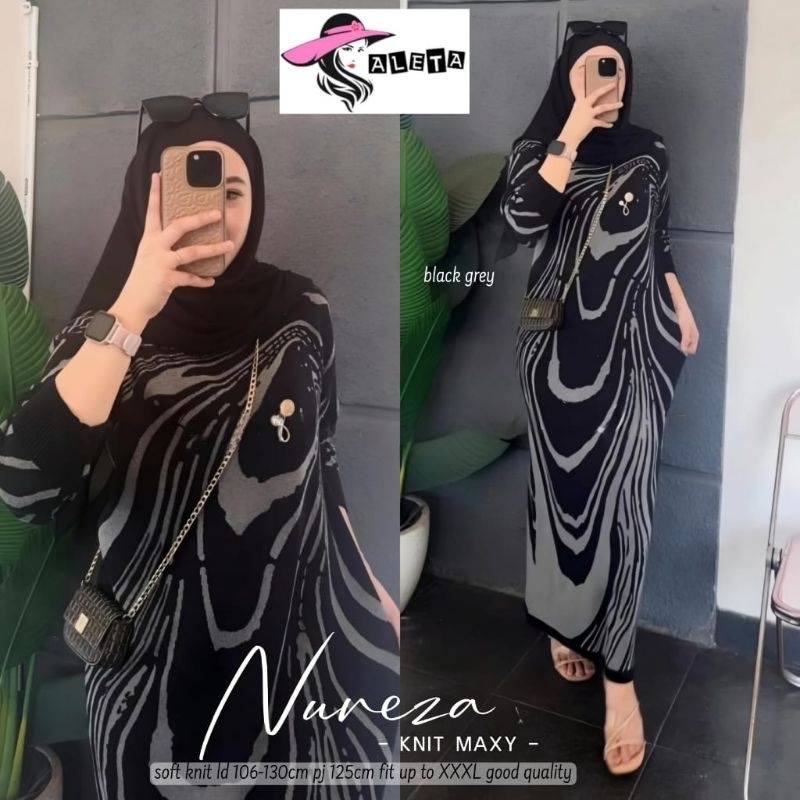 DRESS MAXI RAJUT JUMBO/NUREZA/DRESS MAXI WANITA SOFT KNIT JUMBO LD 130 CM FIT XXXL