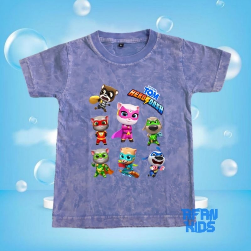 baju talking tom heroes kaos washed anak