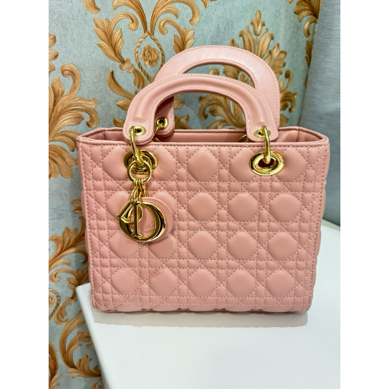 Preloved DR Dior Lady Medium Powder Pink Mirror with Box