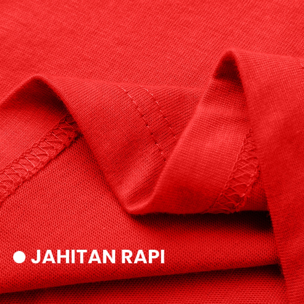 QH FLOX Kaos Lengan Panjang Pria - Kaos Merah - Kaos Plos Pria Lengan Panjang