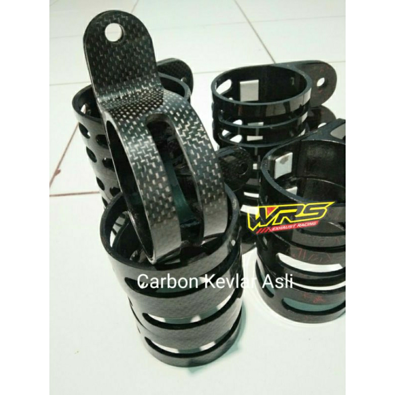 Klem Knalpot Klem Karbon Carbon Ninja 2 Tak diameter 2,5 inchi Lobang 1 Lobang 2