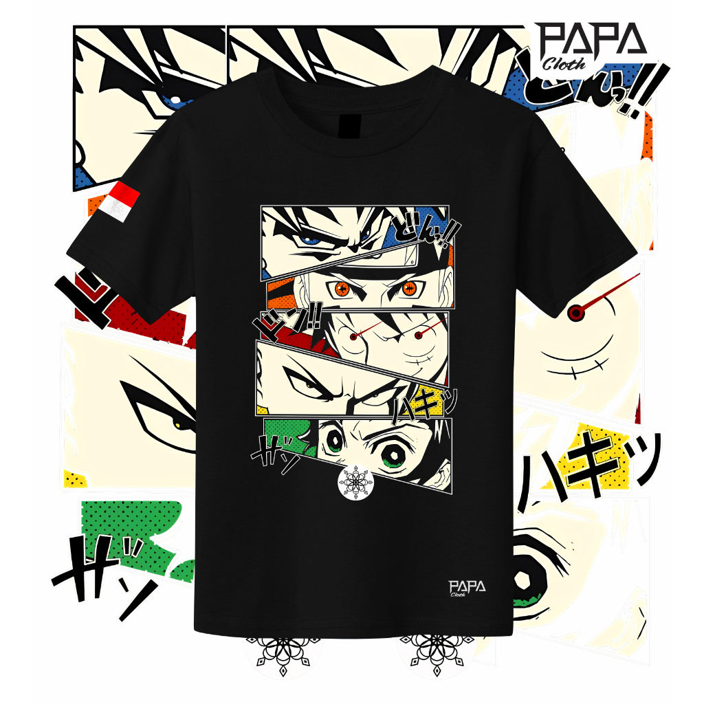 PAPACLOTH kaos anime anak laki laki anime 4 karakter