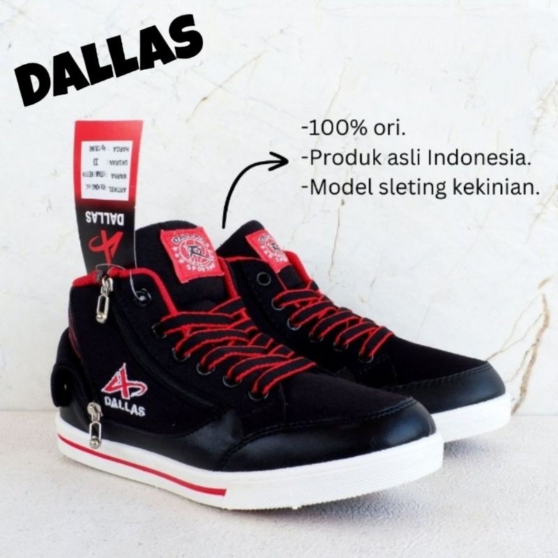 Sepatu Sneaker Anak Dallas RX King Black-Red Ori Gratis Kaos Kaki