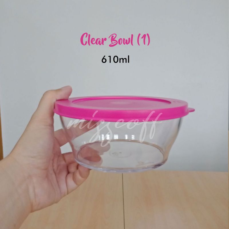 Clear Bowl Tupperware - Pink