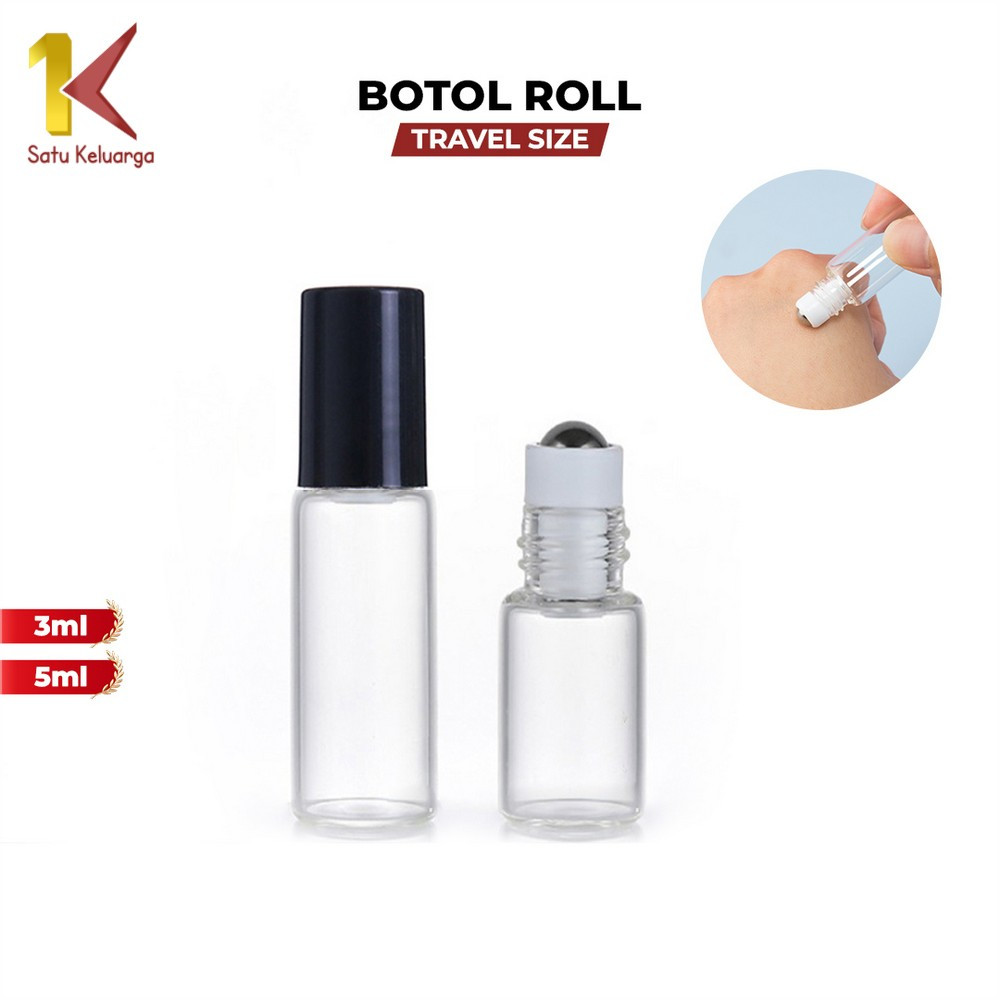 Satu Keluarga Botol Roll On Kaca Bening Mini 3ML 5ML C1168 Botol Parfum Refill Roller Travel Size