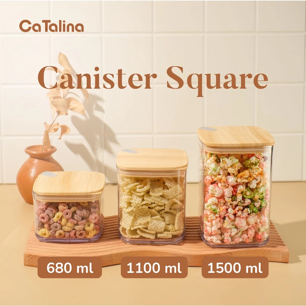 Toples Plastik Segi Kedap Udara Tutup Motif Kayu Catalina