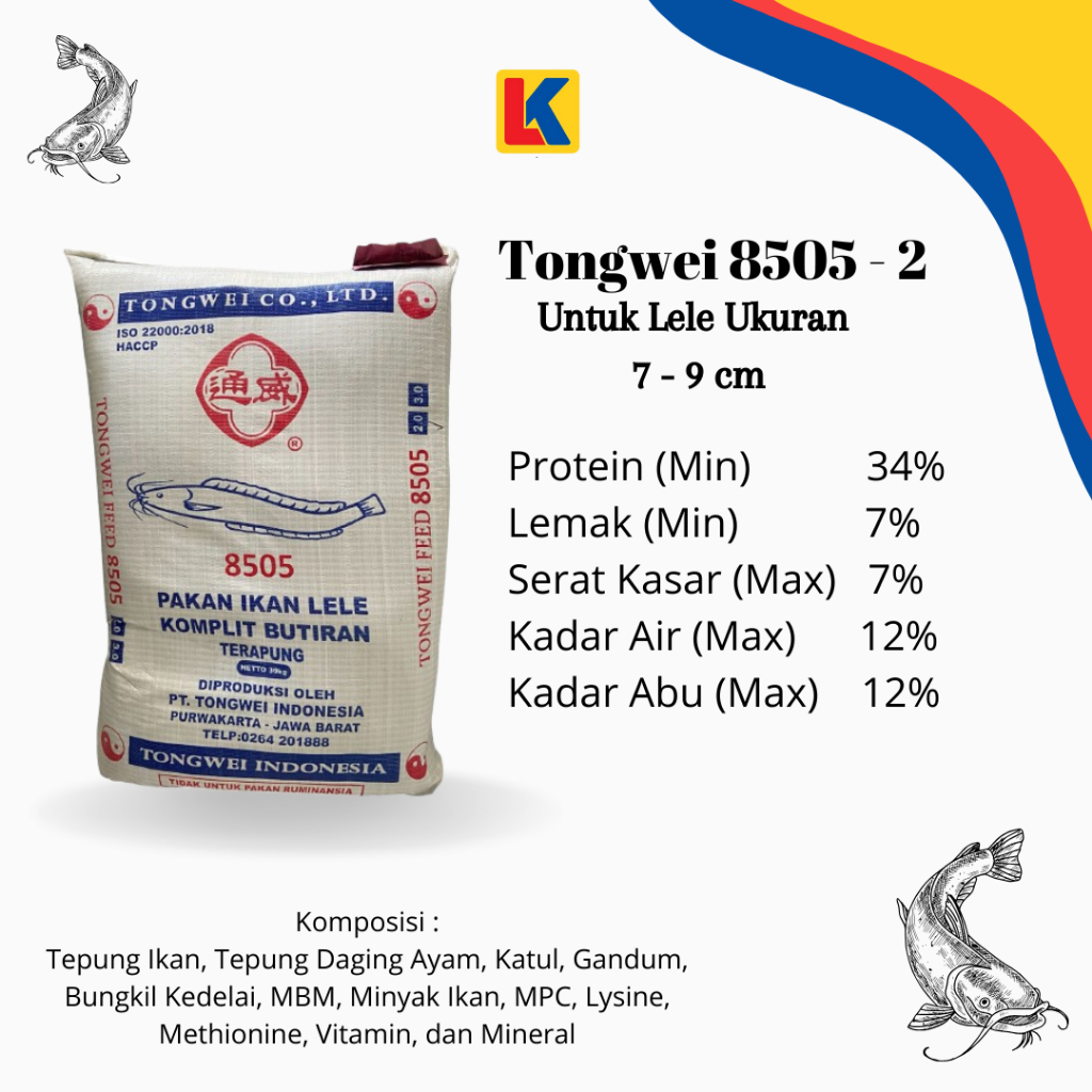 [1 kg] Pakan Lele Tongwei 8505 - 2 Ecer Murah