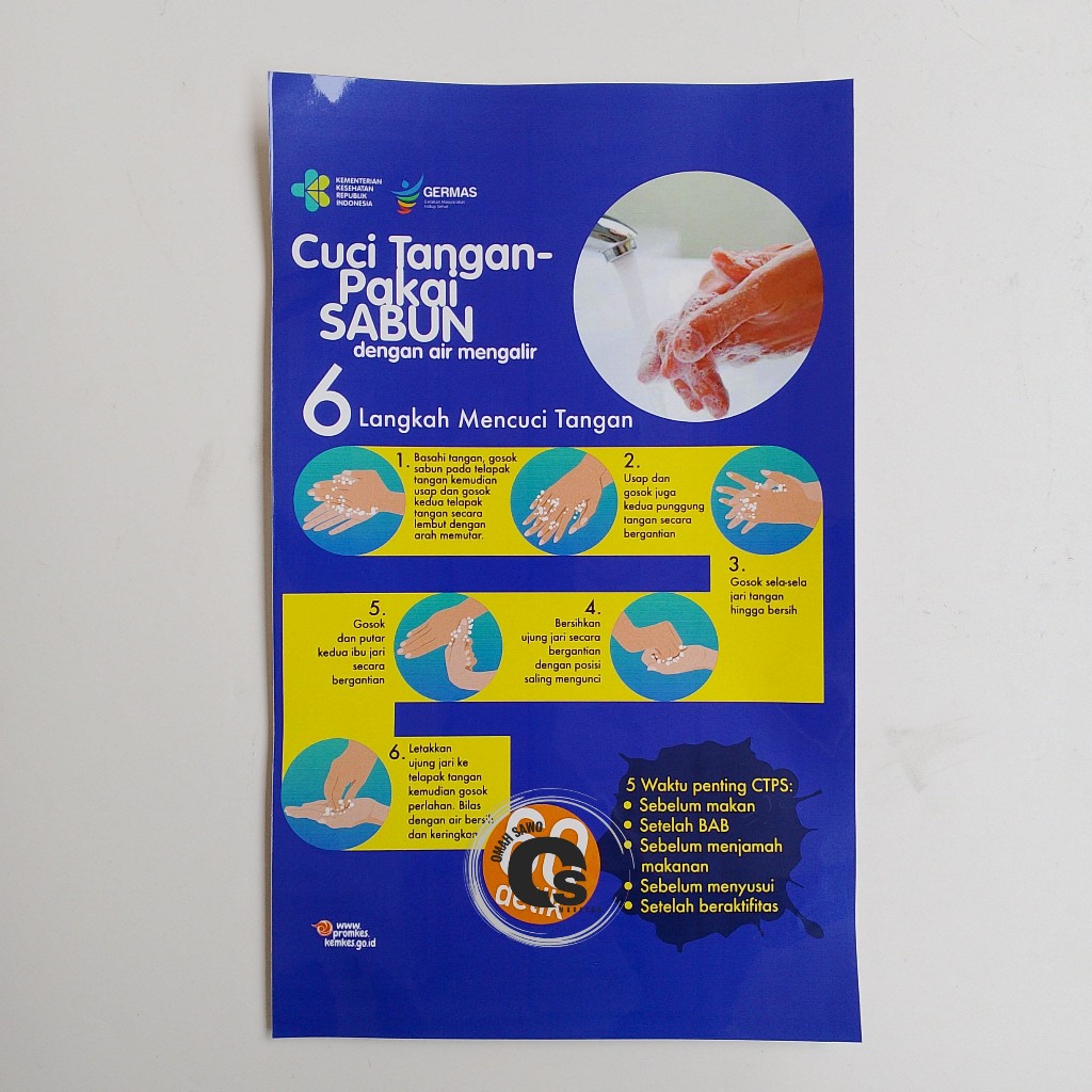 

Stiker 6 Langkah Cuci Tangan Pakai Sabun RT - CTPS - Kesehatan