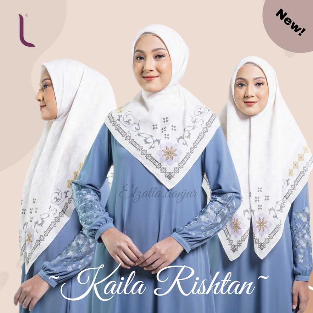 ELZATTA HIJAB  SEGI EMPAT KAILA RISHTAN BAHAN COTTON MOTIF PREMIUM KERUDUNG ELZATTA JILBAB ELZATTA J