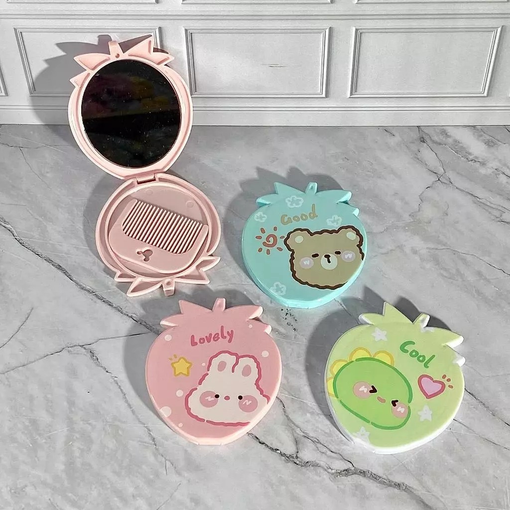 Cermin Lipat Makeup/Cermin Lipat Kecil Lucu Kartun /Cermin Makeup/Cermin Kaca Lipat Rias/Kaca Cermin