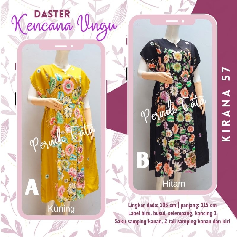 Daster Kencana Ungu Asli Label Biru Selempang LD 105 Seri KIRANA