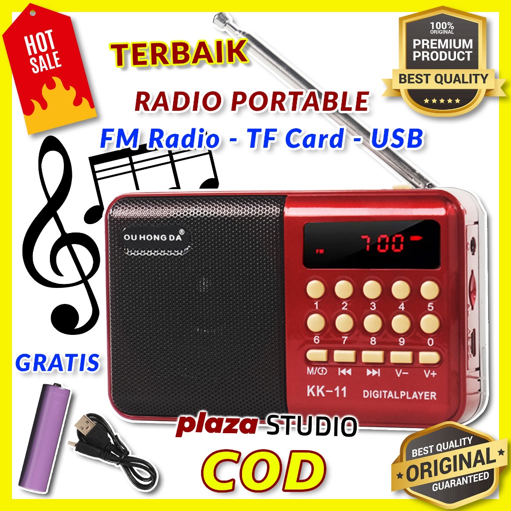 Radio FM Portable Bagus LENGKAP Dengan USB Plus TF Card - ORI Premium