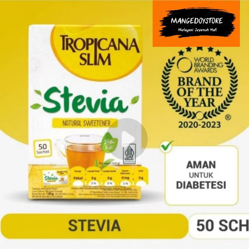 

Tropicana Slim Stevia isi 50 Saset - Pengganti Gula