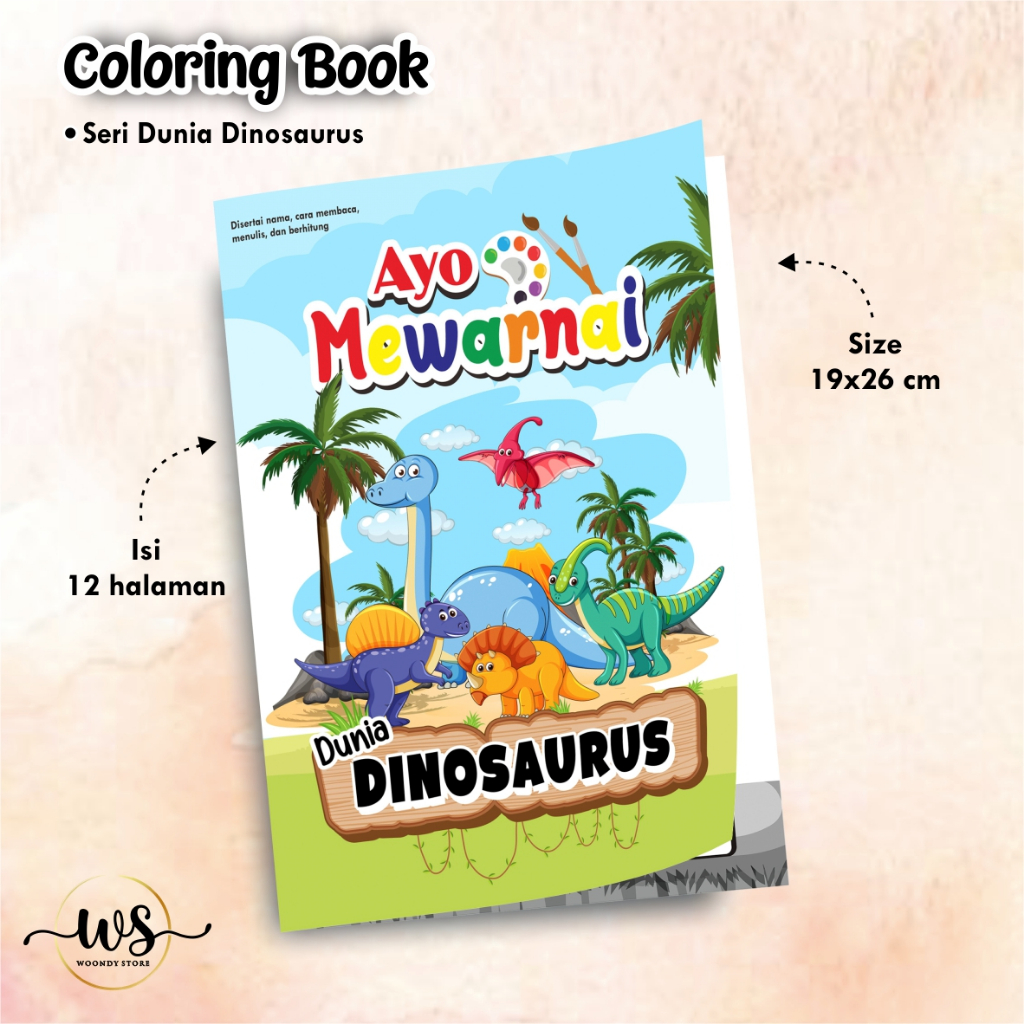 

BUKU ANAK PAUD TK - BUKU MEWARNAI SERI DINOSAURUS - BUKU EDUKASI MEWARNAI