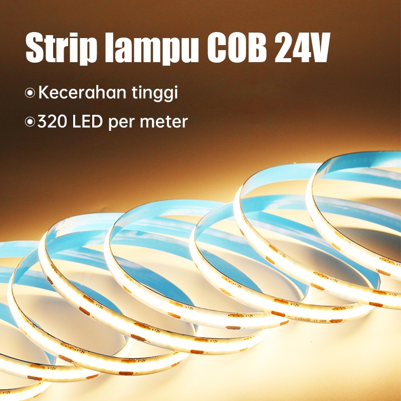 LAMPU STRIP LED COB 24V DC 320 LED 8MM / LAMPU STRIP LIGHT COB INDOOR FULL TERANG PREMIUM QUALITY